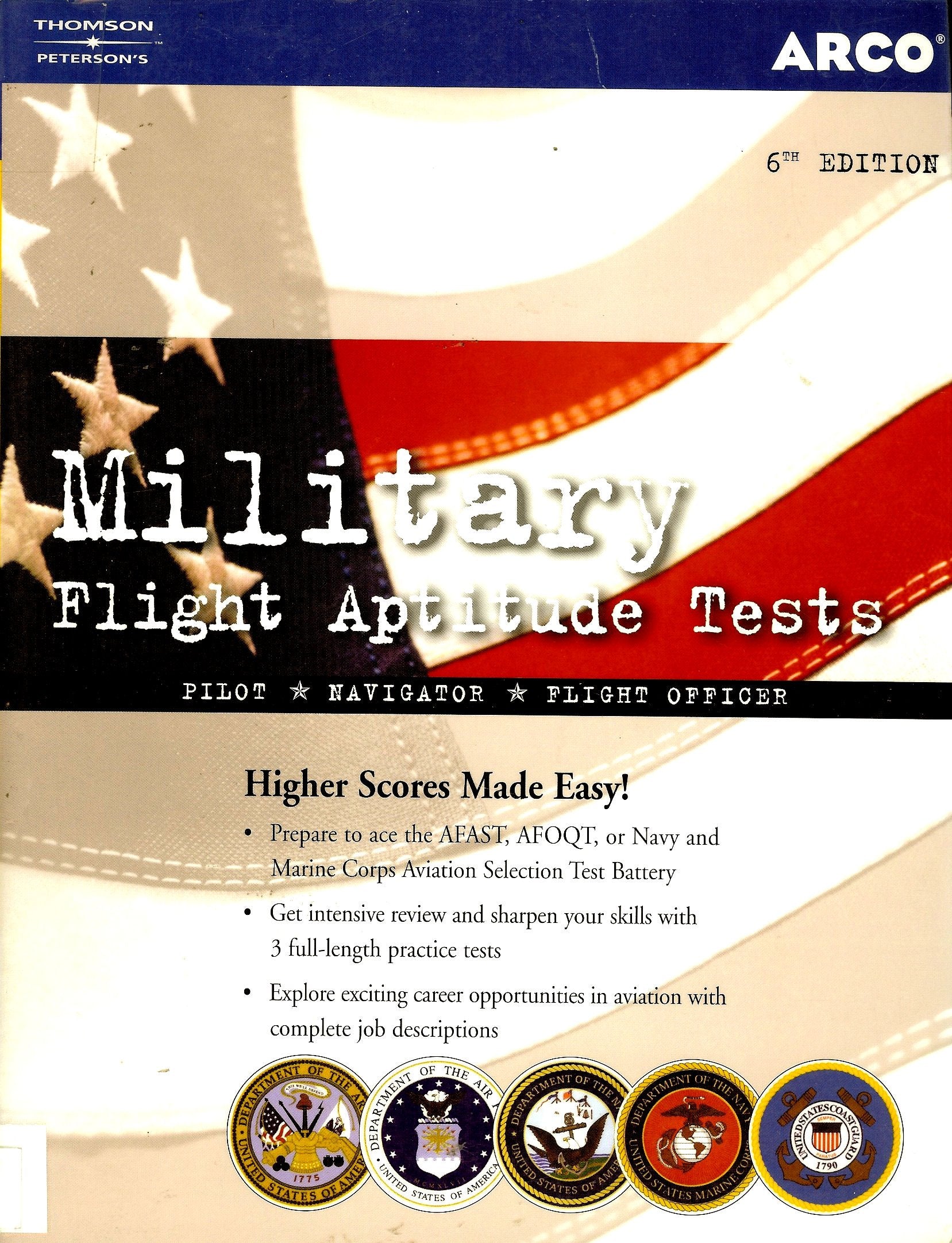 Military Flight Aptitude Tests, 6/e (ARCO MILITARY TEST TUTOR),Used