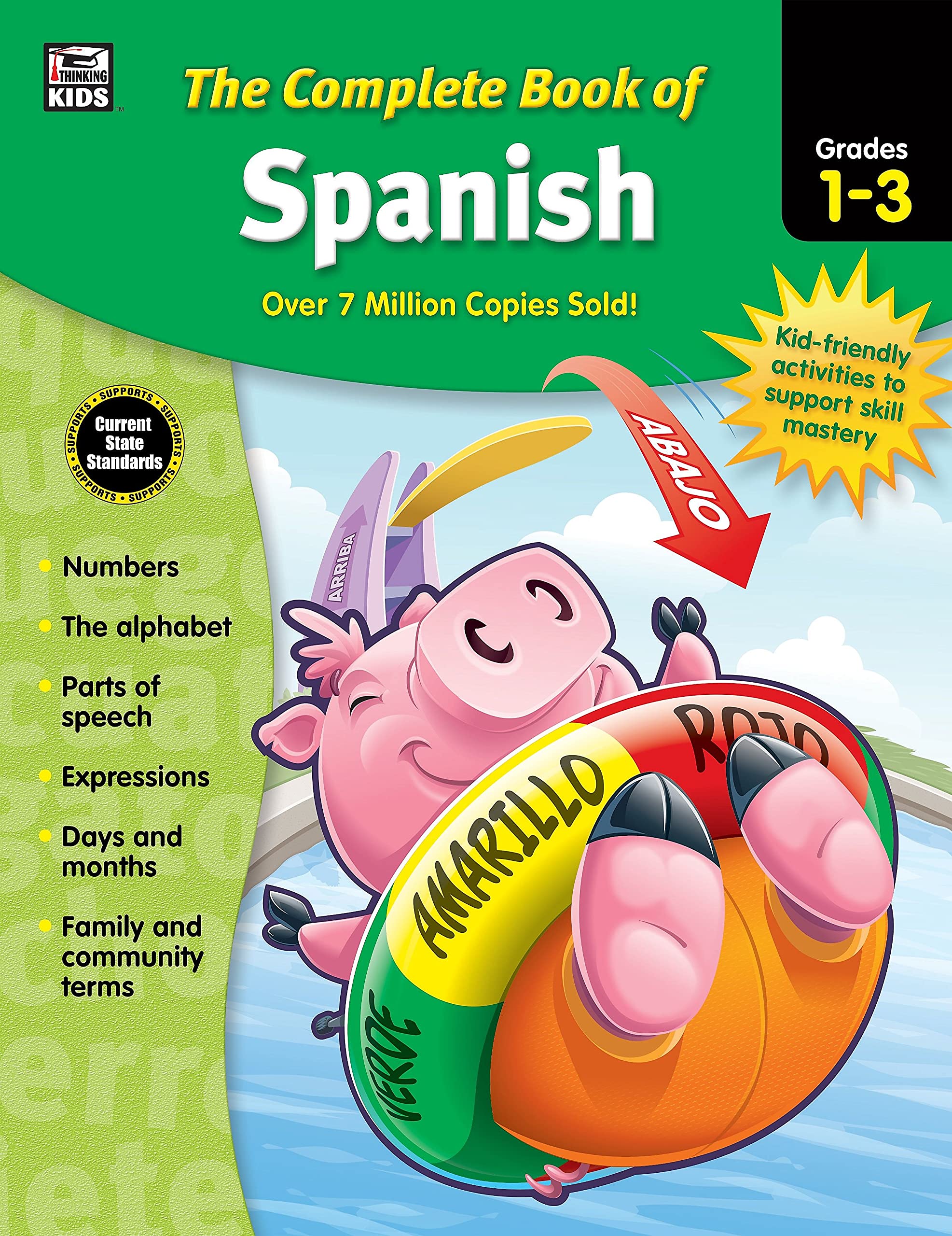 Complete Book of Spanish Workbook for Kids, Grades 13 Spanish Learning, Basic Spanish Vocabulary, Alphabet, Numbers, Colors, Pa