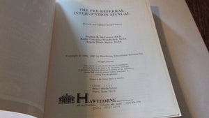 PreReferral Intervention Manual, Second Edition,Used
