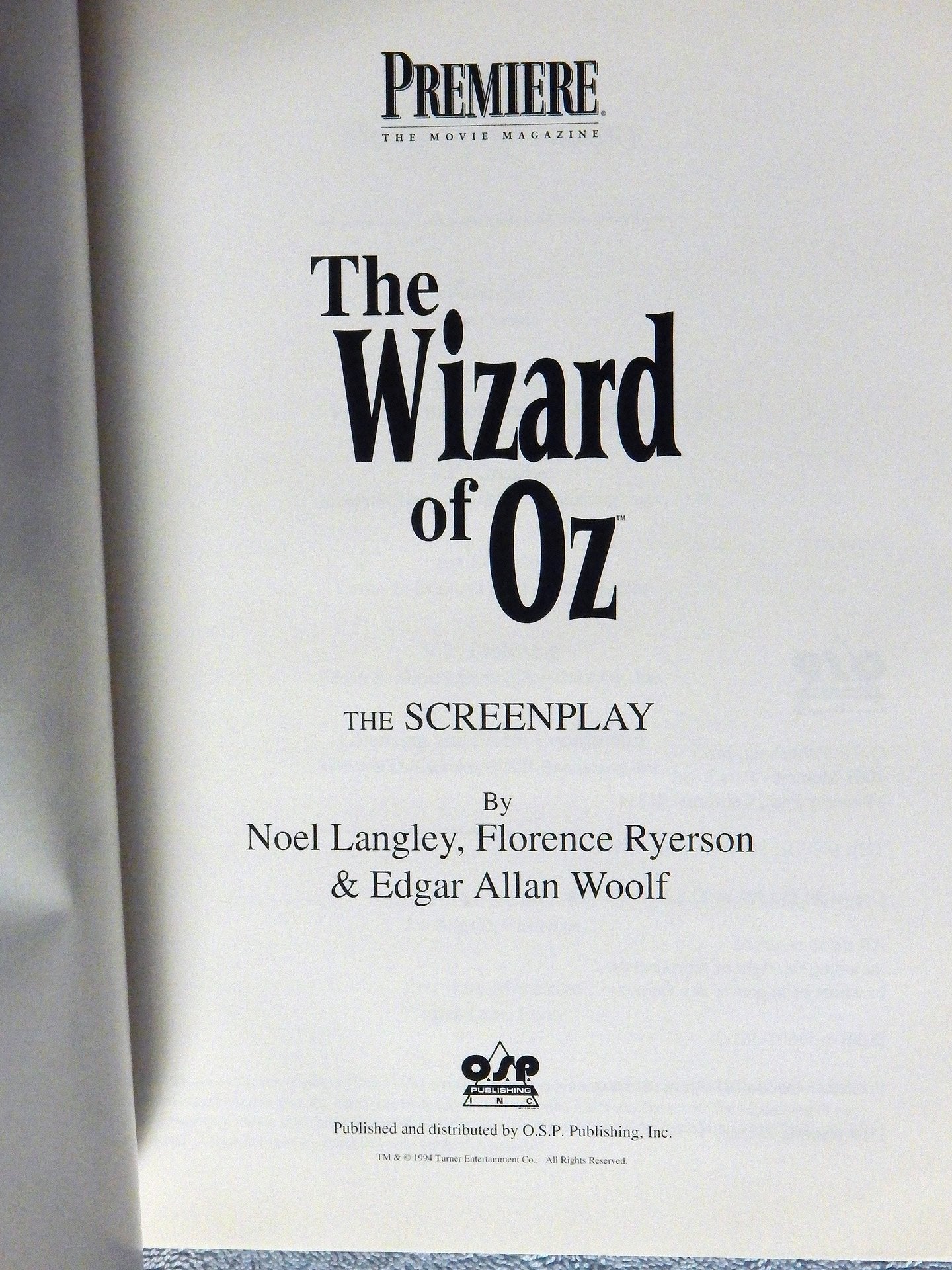 The Wizard of Oz: The Screenplay,Used