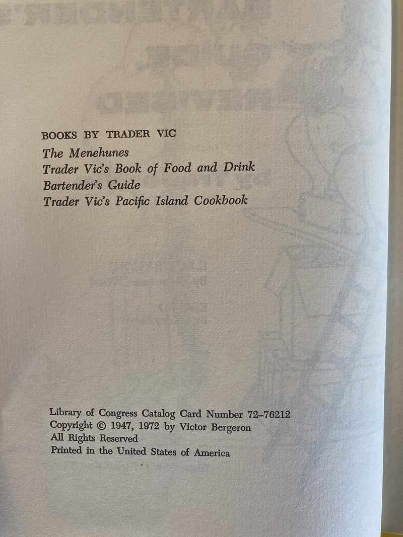 Trader Vic'S Bartender'S Guide-new