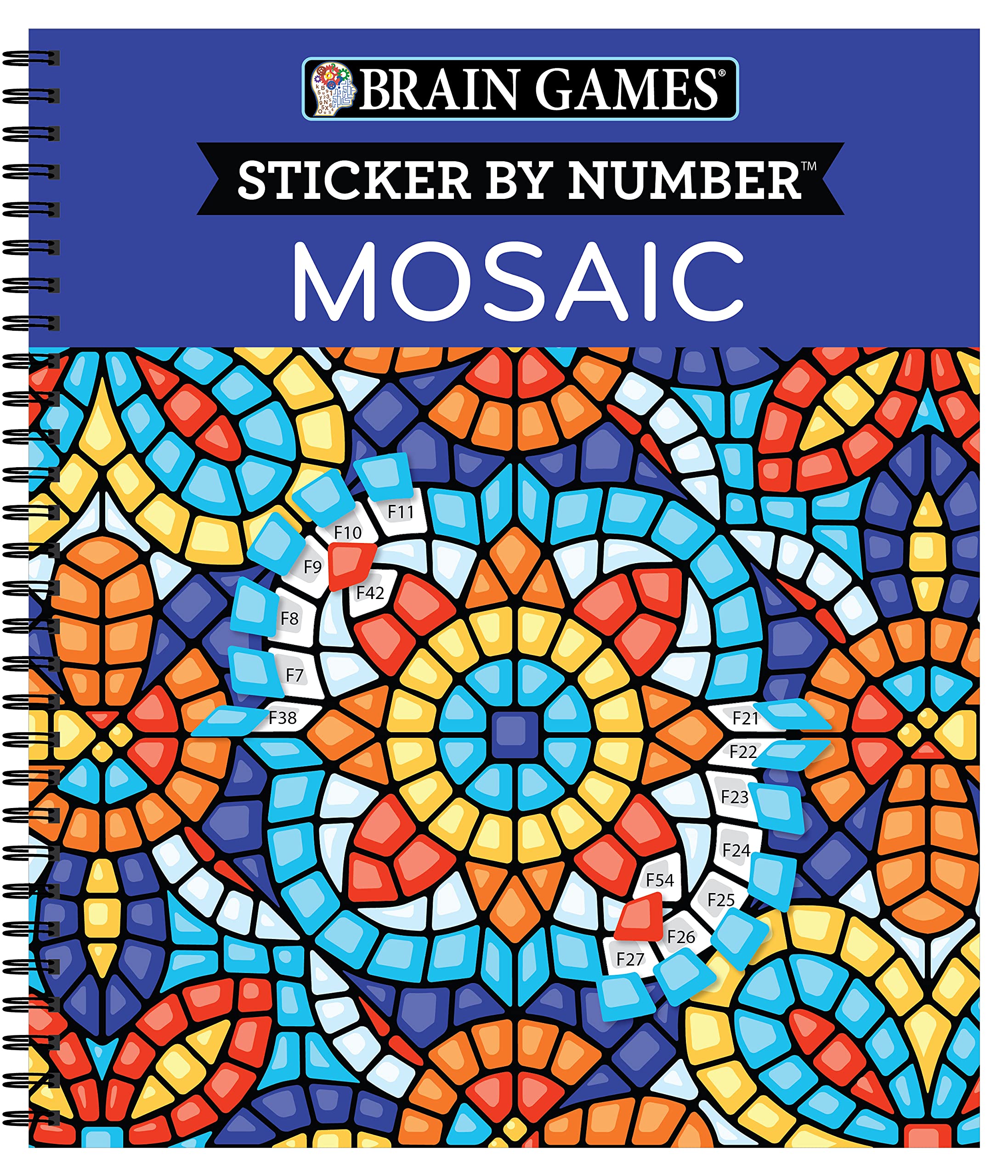 Brain Games  Sticker by Number: Mosaic (20 Complex Images to Sticker),Used