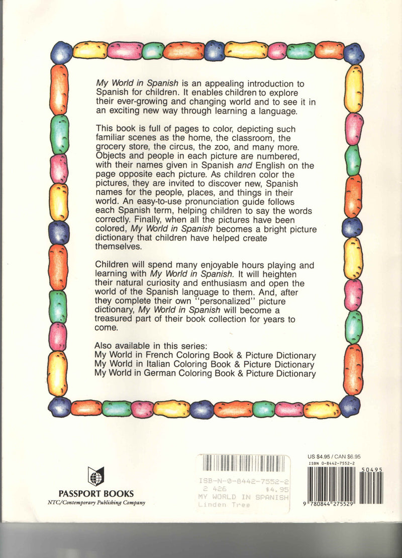 My World in Spanish Coloring Book and Picture Dictionary (Spanish Edition),Used