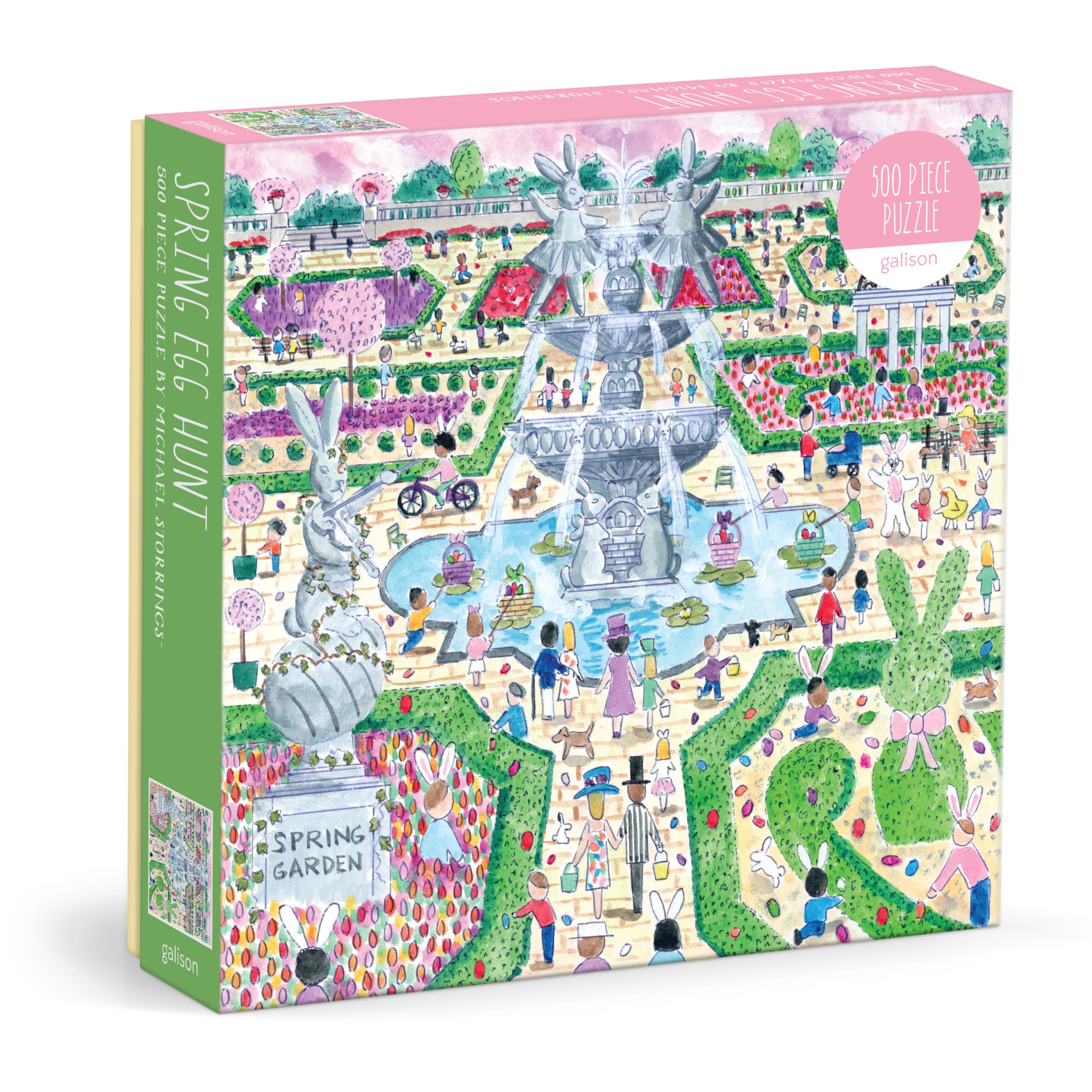 Galison Spring Egg Hunt  500 Piece Michael Storrings Jigsaw Puzzle Featuring Beautiful Artwork Of An Easter Spring Garden Egg H