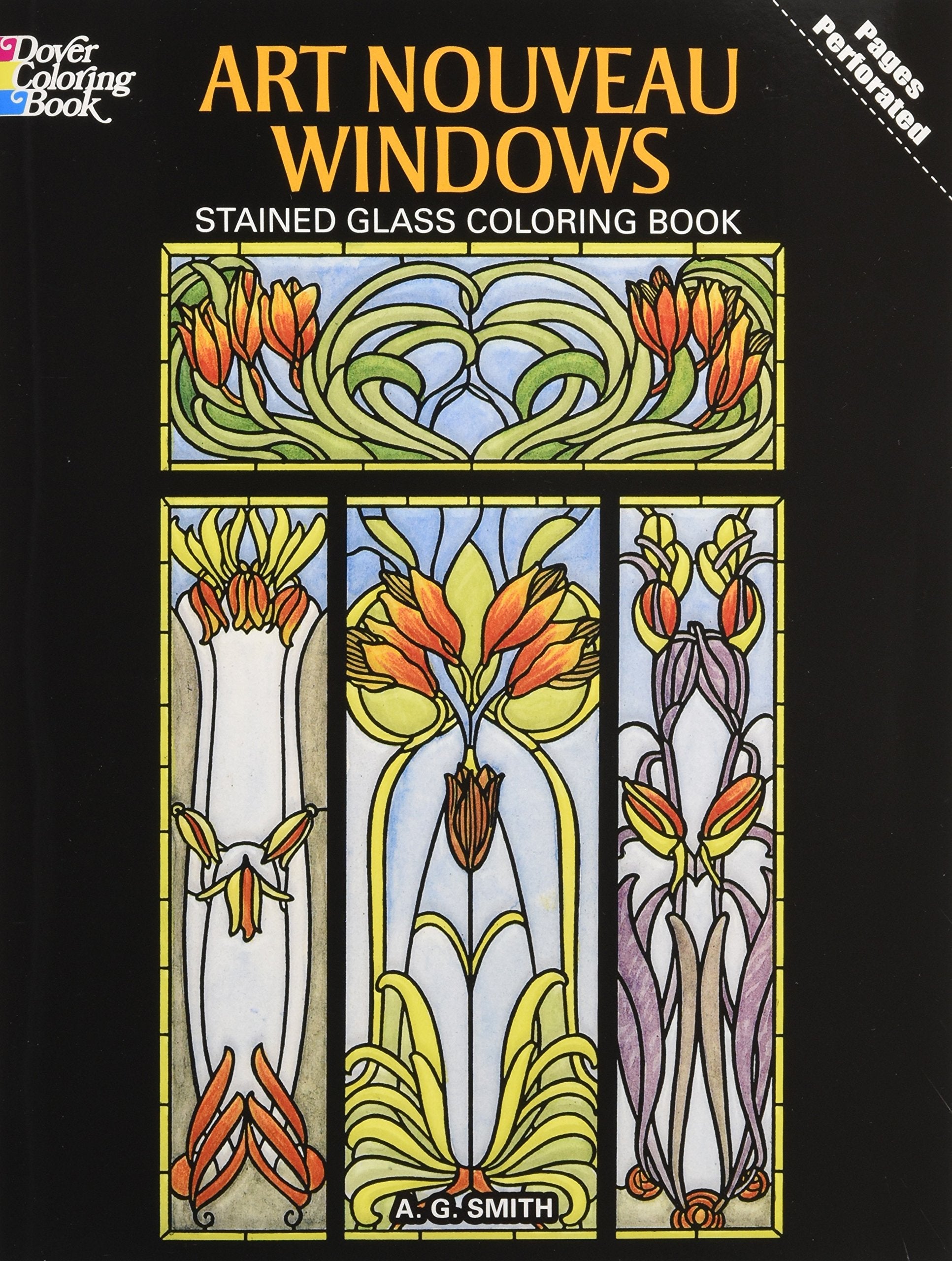 Art Nouveau Windows Stained Glass Coloring Book (Dover Design Stained Glass Coloring Book),Used