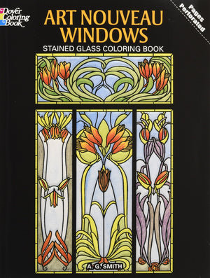 Art Nouveau Windows Stained Glass Coloring Book (Dover Design Stained Glass Coloring Book),Used