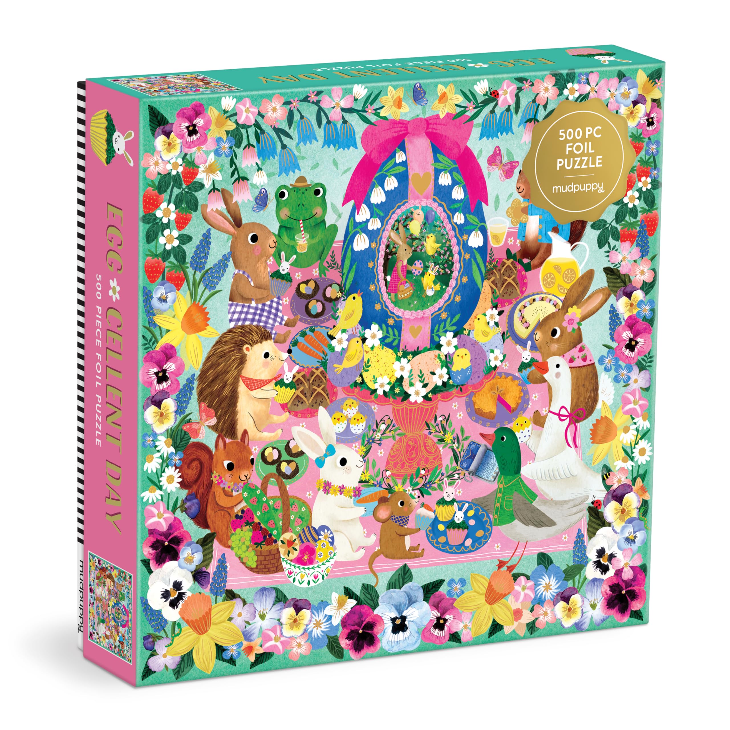 Mudpuppy EggCellent Day  500 Piece Family Foil Jigsaw Puzzle With Colorful And Fun Illustrations Of Adorable Animals During Ea