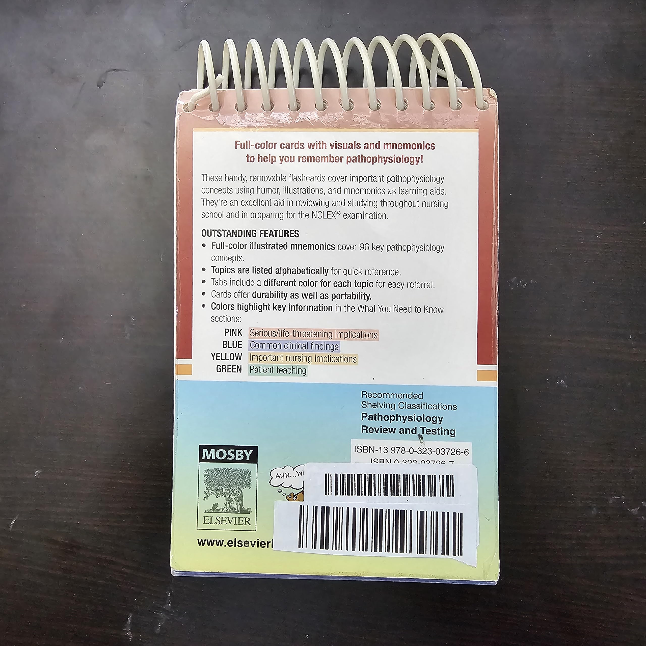 Mosby's Pathophysiology Memory NoteCards: Visual, Mnemonic, and Memory Aids for Nurses,Used