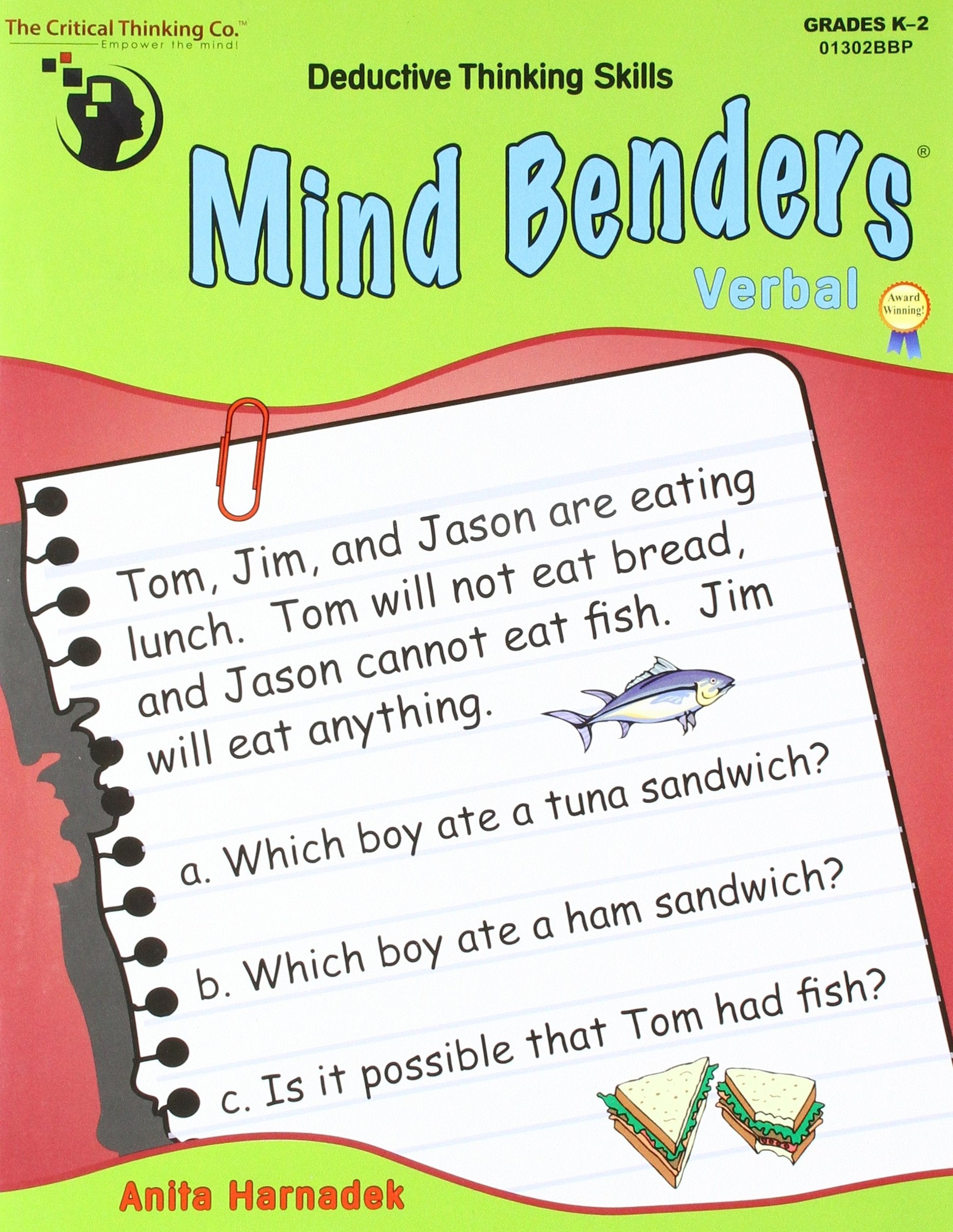 Mind Benders Verbal Workbook  Deductive Thinking Skills Puzzles (Grades K2),New