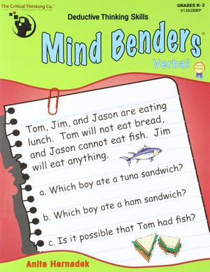 Mind Benders Verbal Workbook  Deductive Thinking Skills Puzzles (Grades K2),New
