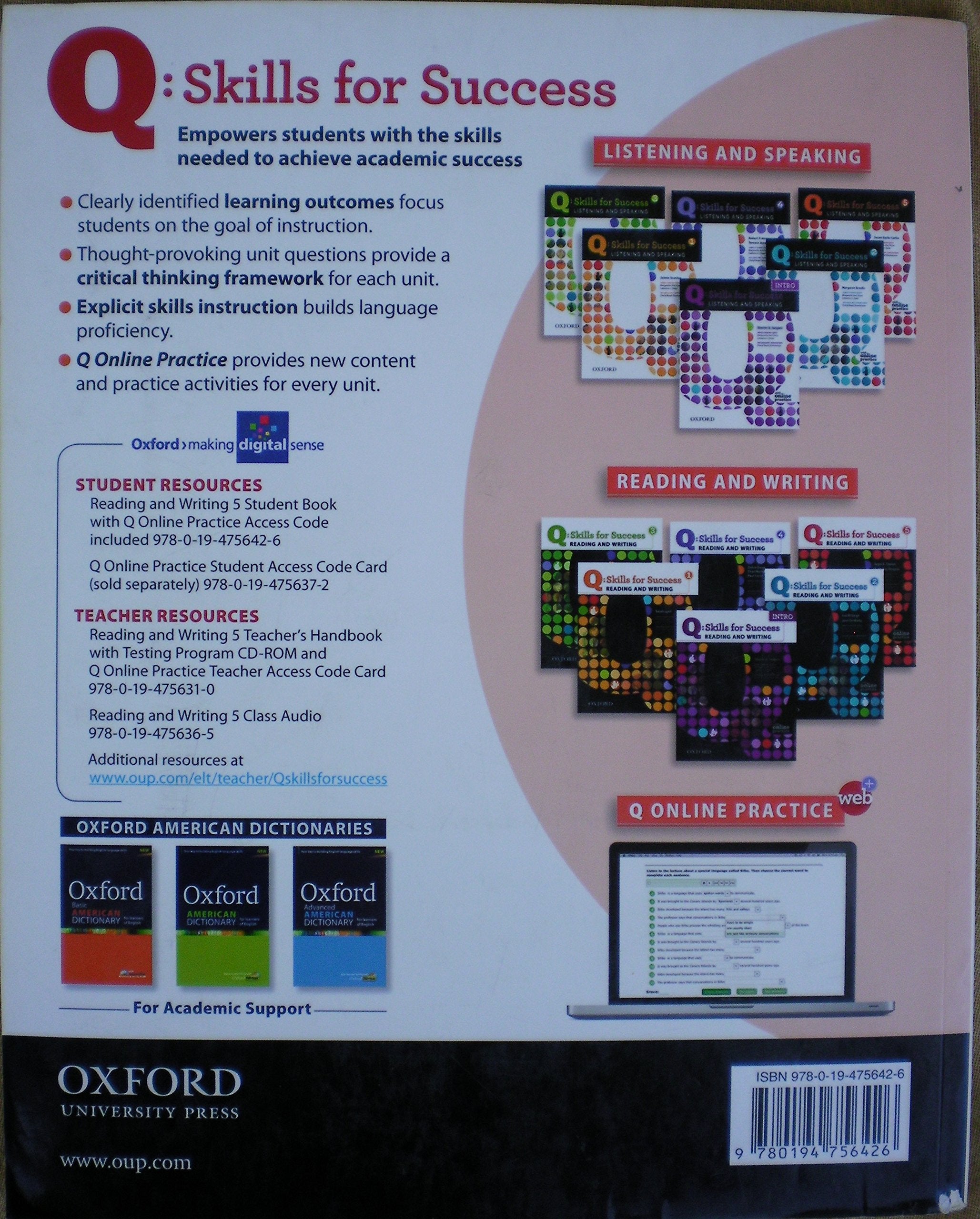 Q: Skills For Success 5 Reading & Writing Student Book With Student Access Code Card,New