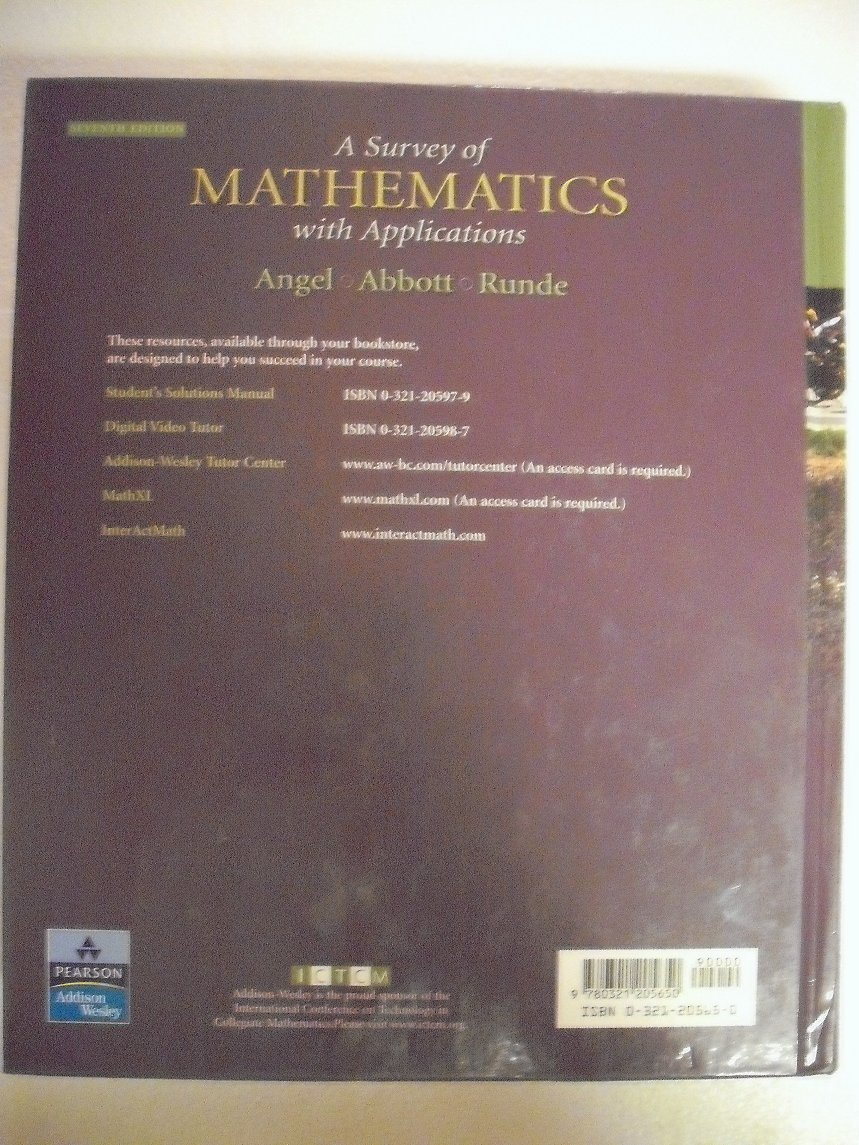 A Survey of Mathematics with Applications: Expanded Edition (7th Edition),Used