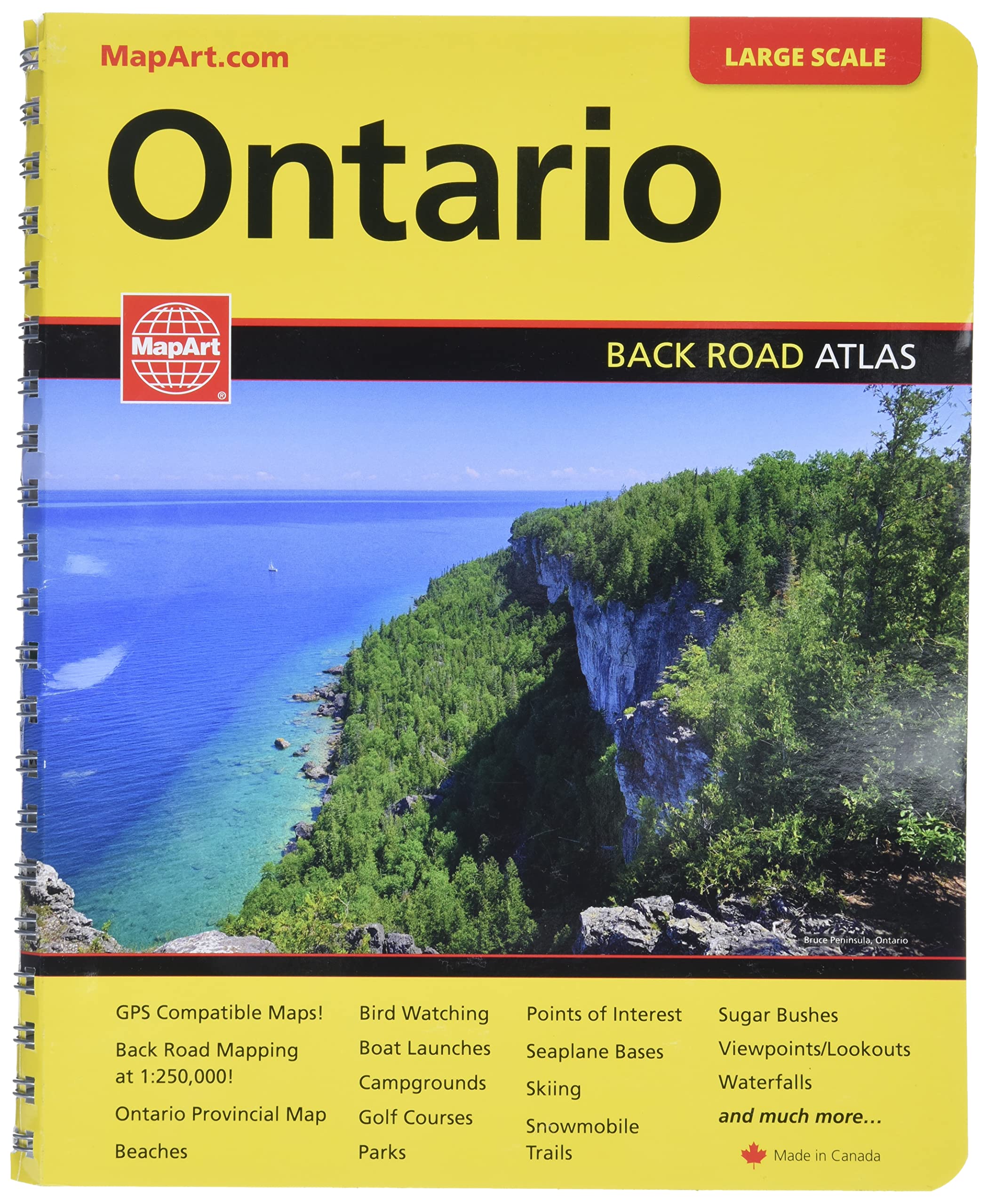 MapArt Ontario Back Road Atlas - Comprehensive Map Guide for Outdoor Adventures and Travel in Ontario, Canada