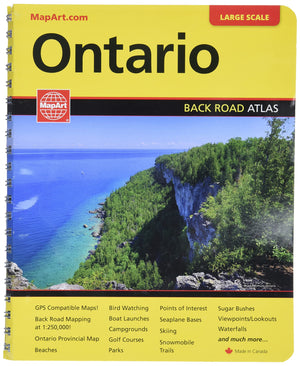 MapArt Ontario Back Road Atlas - Comprehensive Map Guide for Outdoor Adventures and Travel in Ontario, Canada