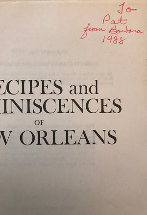 Recipes And Reminiscences Of New Orleans,Used