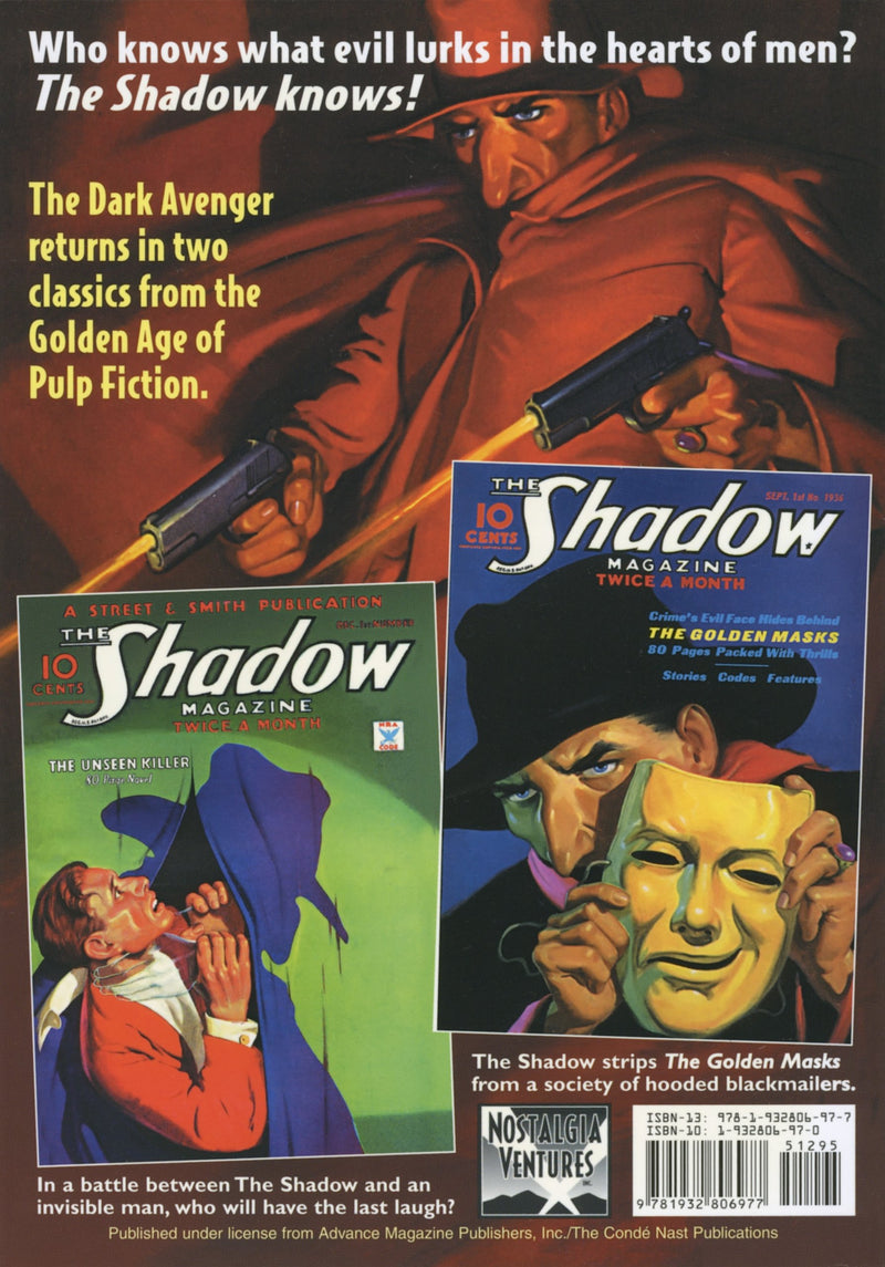 The Unseen Killer and the Golden Masks: Two Classic Adventures of the Shadow,New