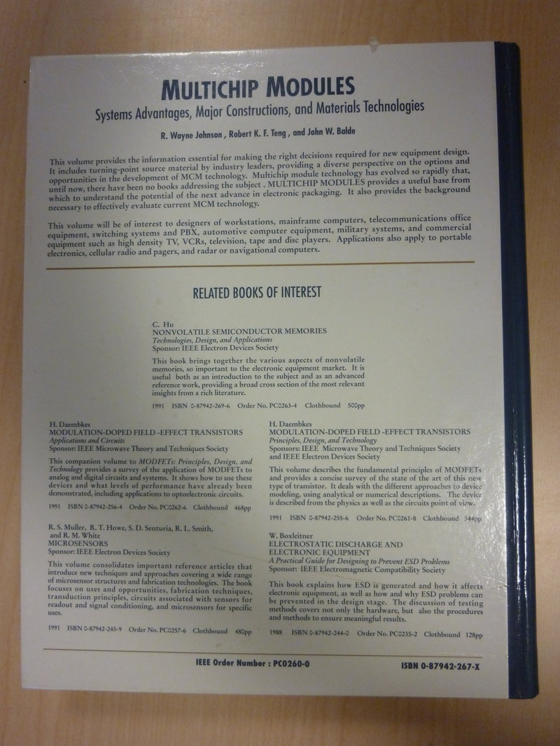 Multichip Modules: Systems Advantages, Major Constructions, and Materials Technologies (IEEE Press Selected Reprint Series),Used