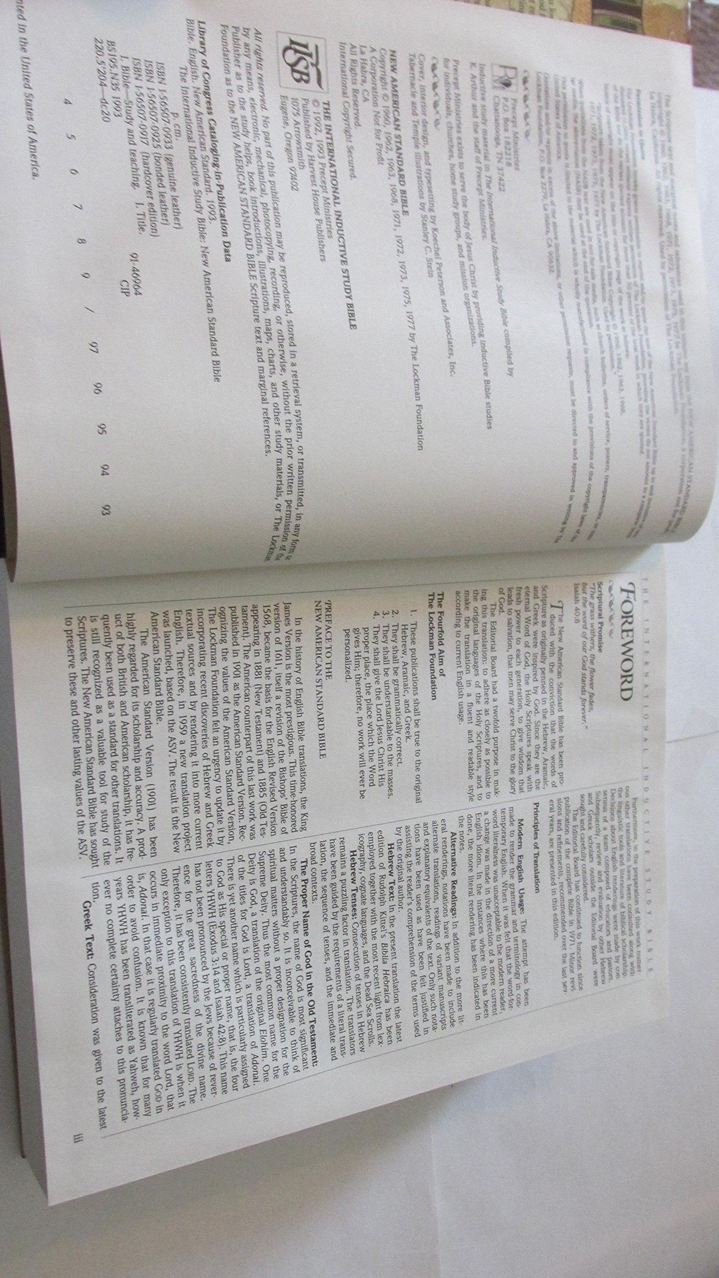 International Inductive Study Bible: New American Standard Bible,Used