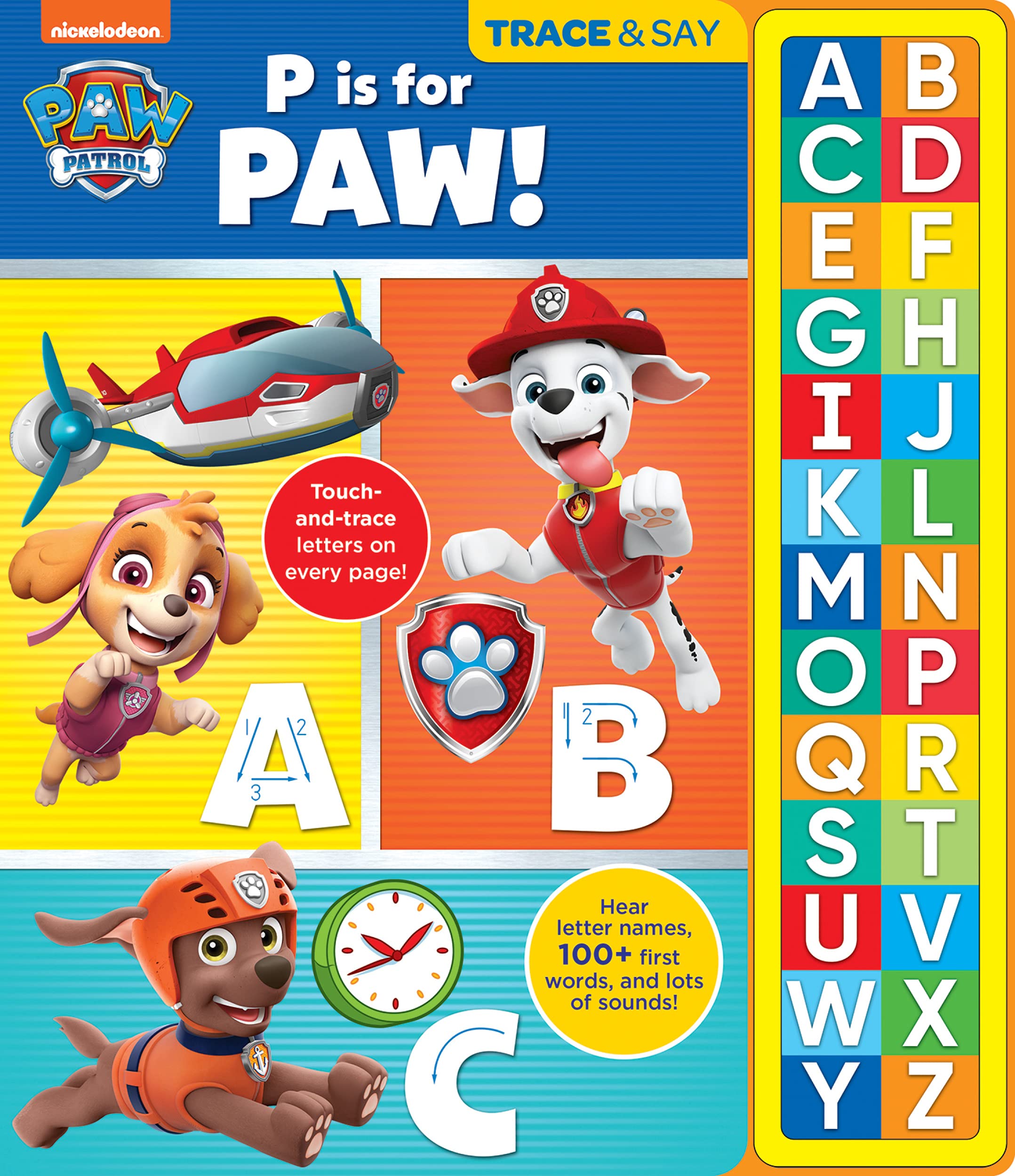PAW Patrol Chase, Skye, Marshall, and More!  Trace and Say 26Button Early Learning Sound Book  Alphabet, 100+ First Words, an,New