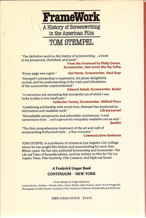 Framework: A History of Screenwriting in the American Film,Used
