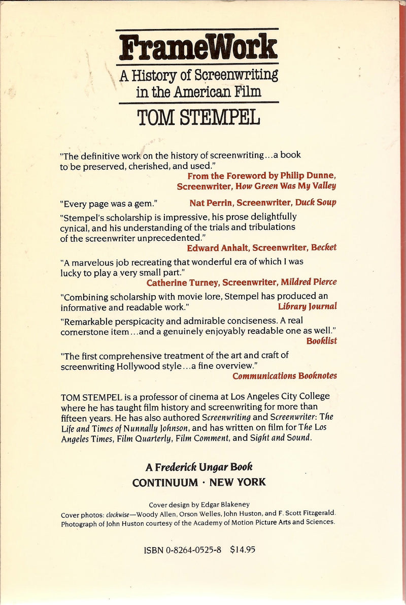 Framework: A History of Screenwriting in the American Film,Used