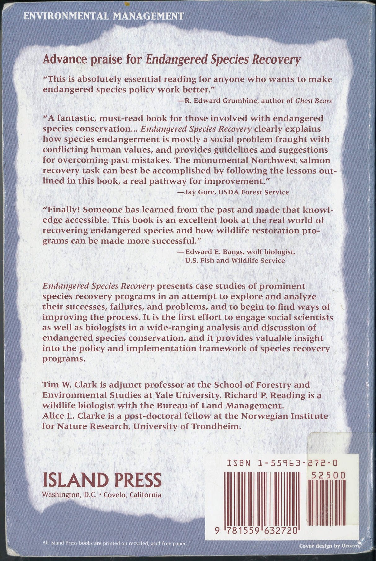 Endangered Species Recovery: Finding the Lessons, Improving the Process,Used