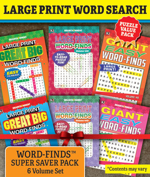 KAPPA Super Saver LARGE PRINT Word Search Puzzle Pack  (Pack of 6) Full Size Books,Used