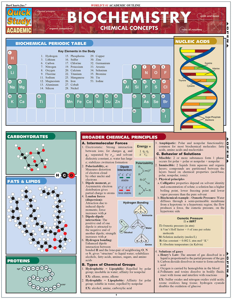 Biochemistry QuickStudy Laminated Reference Guide (QuickStudy Academic),New