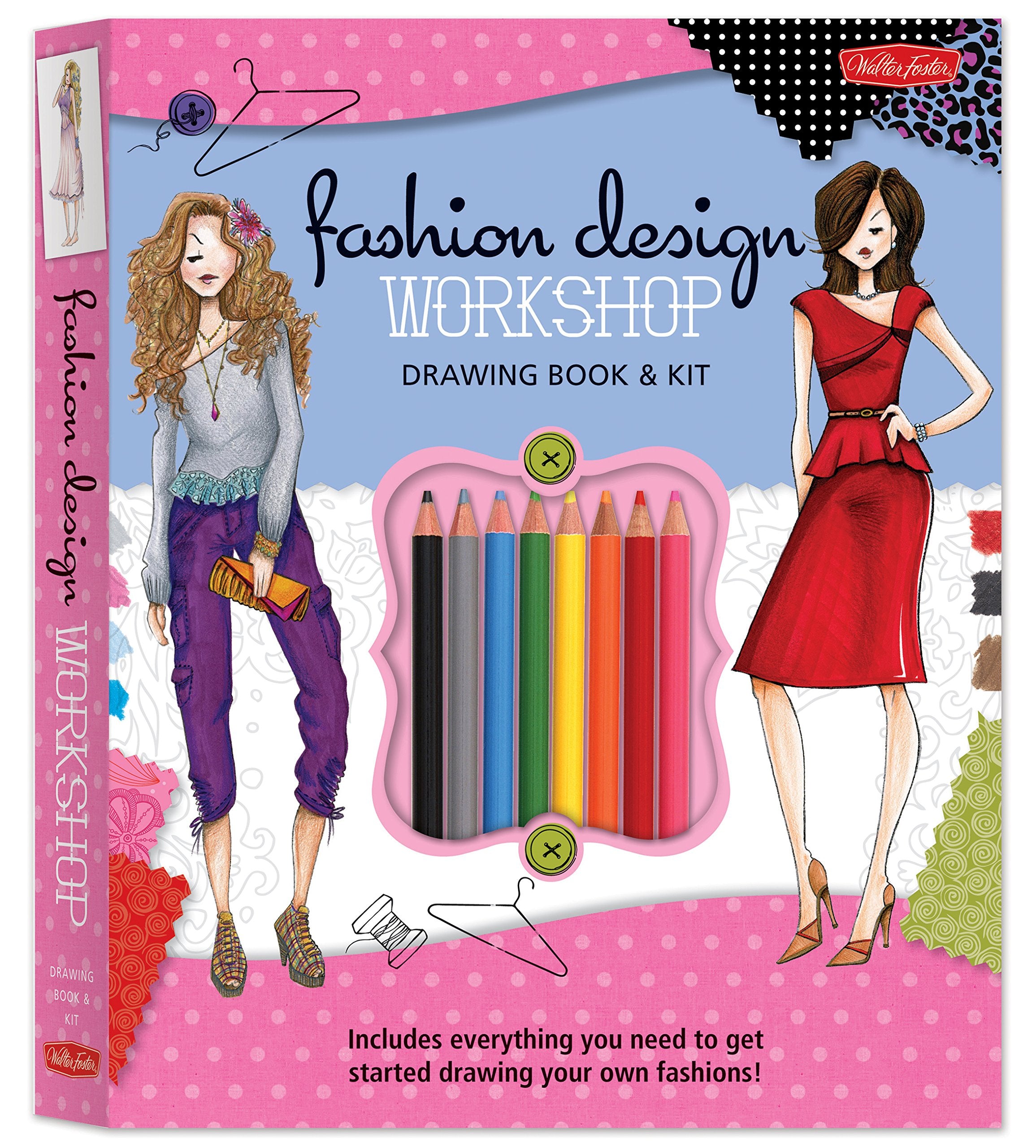 Fashion Design Workshop Drawing Book & Kit: Includes everything you need to get started drawing your own fashions! (Walter Foste,Used