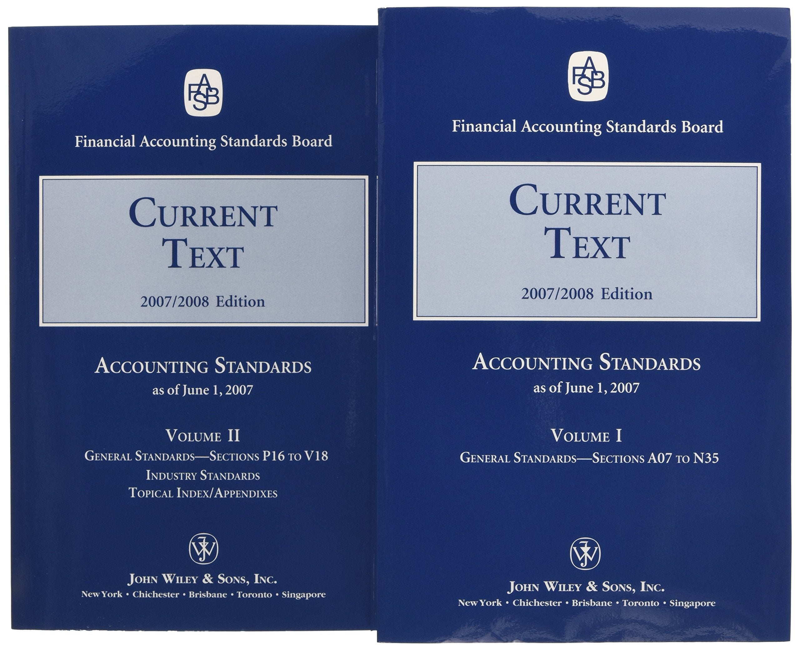2007 Current Text (Accounting Standards Current Text) Volume I & Ii,Used