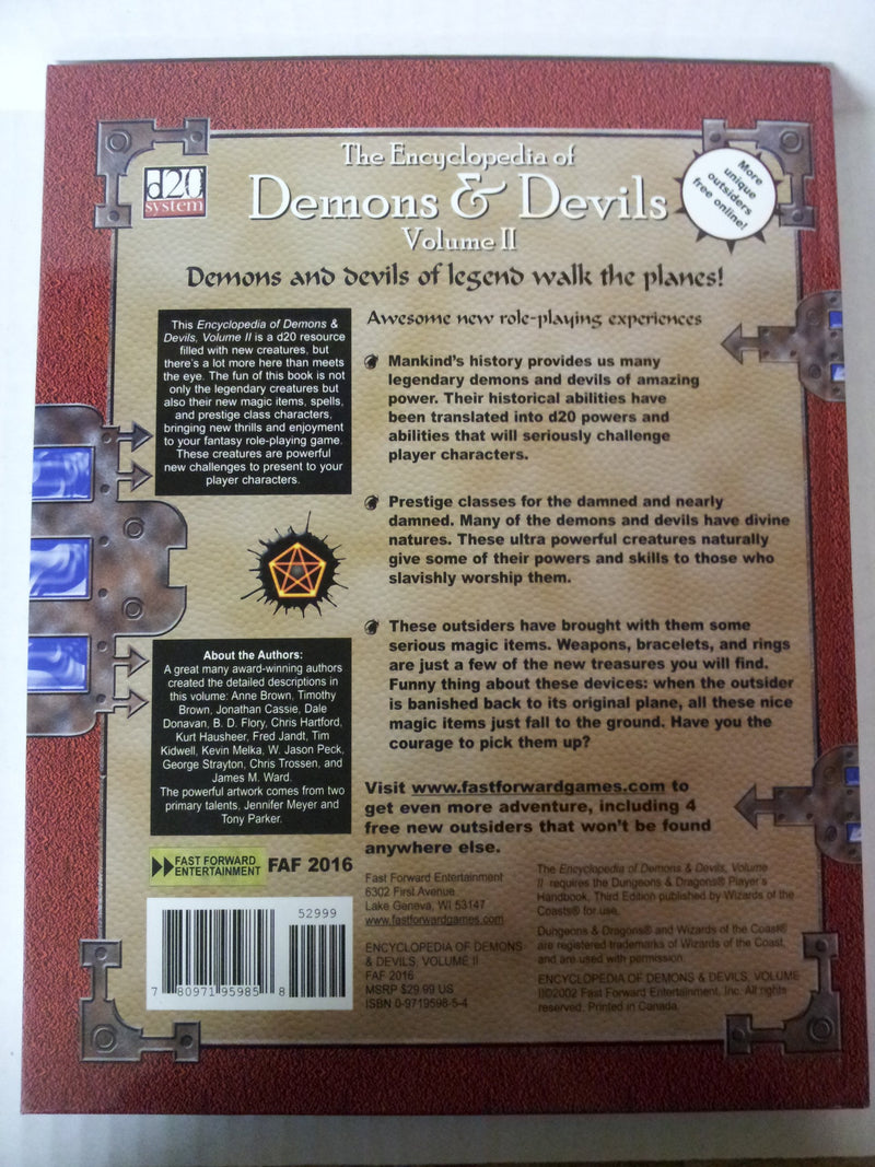 Encyclopedia of Demons & Devils 2 (D20 System),Used