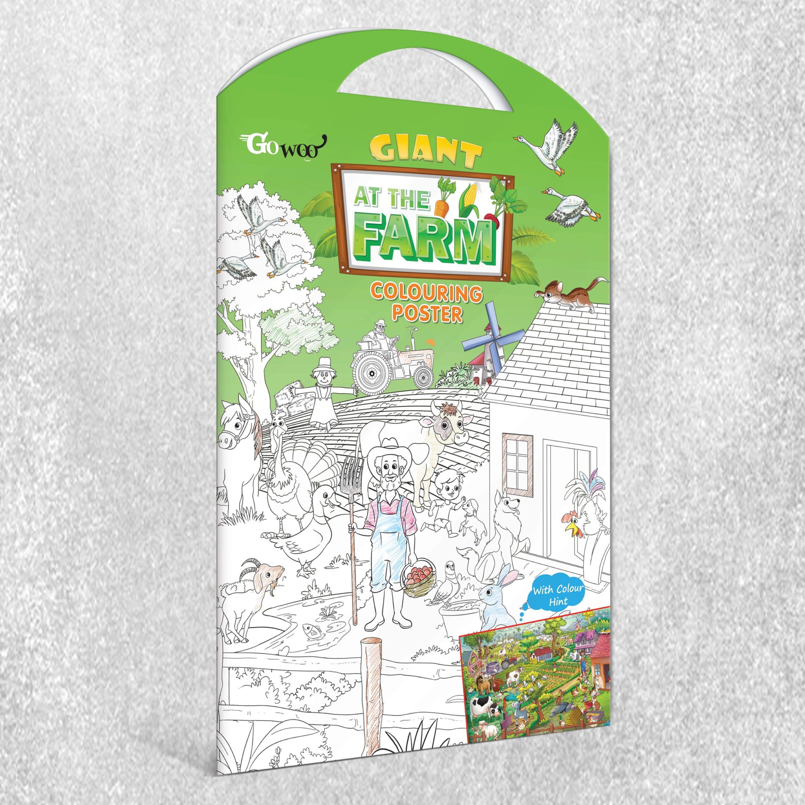 Giant At The Farm Colouring Poster | Enormous Farm Coloring Poster For Childrens