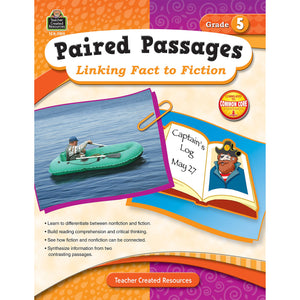 Teacher Created Resources Paired Passages: Linking Fact to Fiction Book, Grade 5,Used