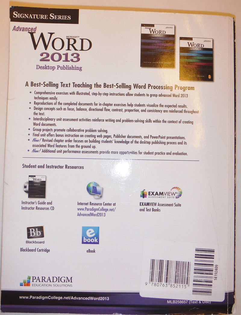 Signature Series: Advanced Microsoft Word 2013: Desktop Publishing,Used
