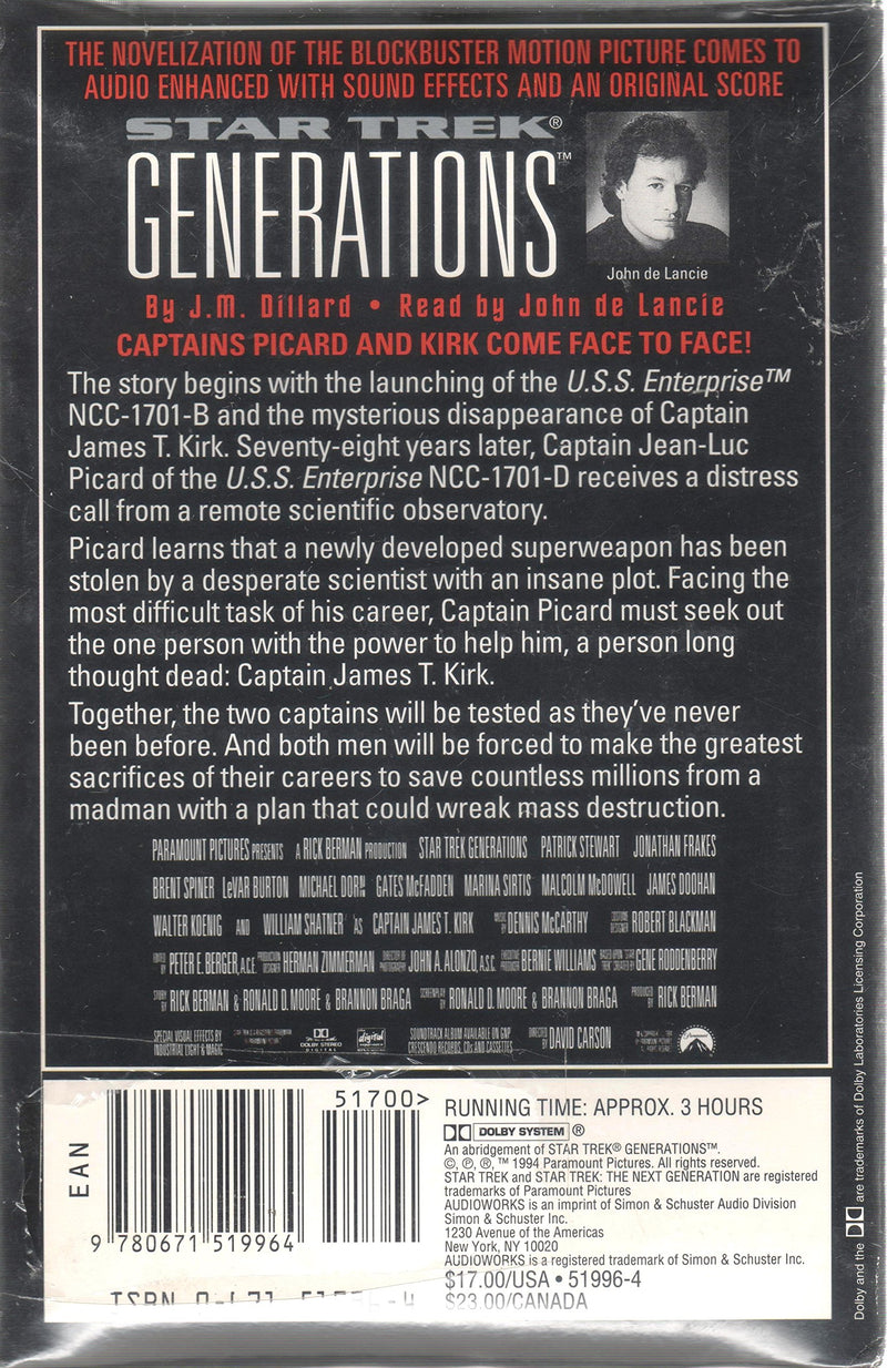 Star Trek Generations Cassette,Used