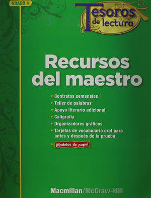 Tesoros de lectura, A Spanish Reading/Language Arts Program, Grade 4, Teacher Resource Book (ELEMENTARY READING TREASURES) (Span,Used