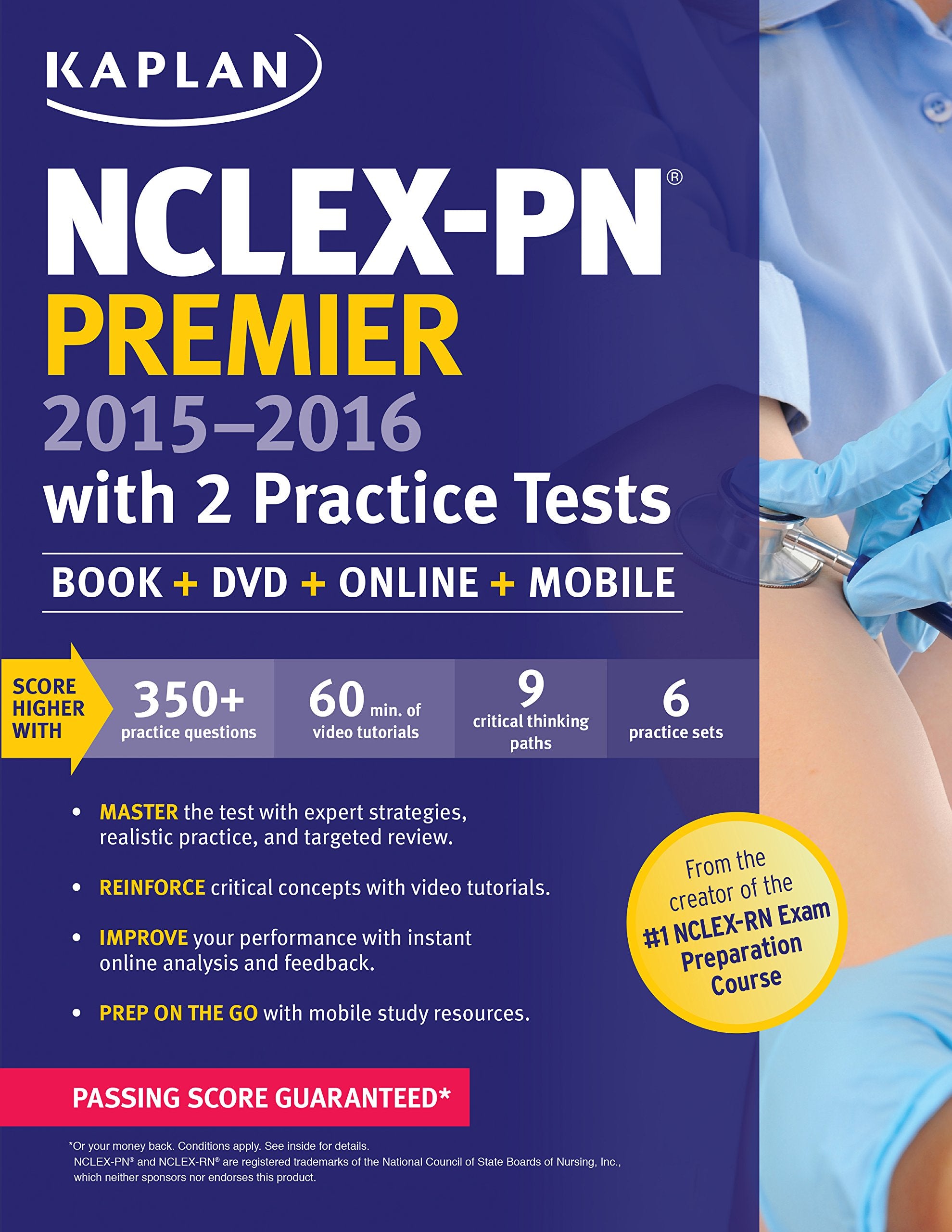 NCLEXPN Premier 20152016 with 2 Practice Tests: Book + DVD + Online + Mobile,Used