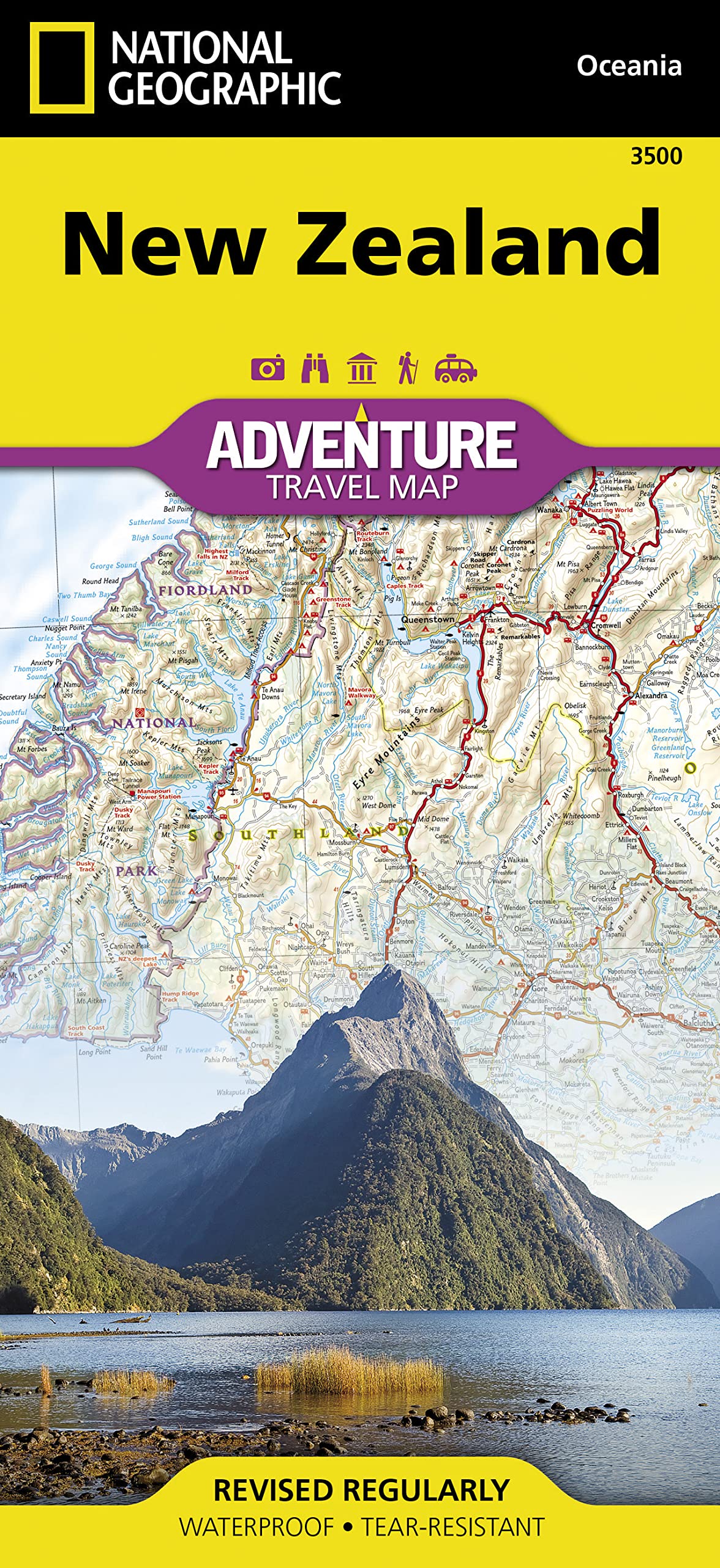 National Geographic Adventure Map: New Zealand Map, Full Color, 3500 Scale