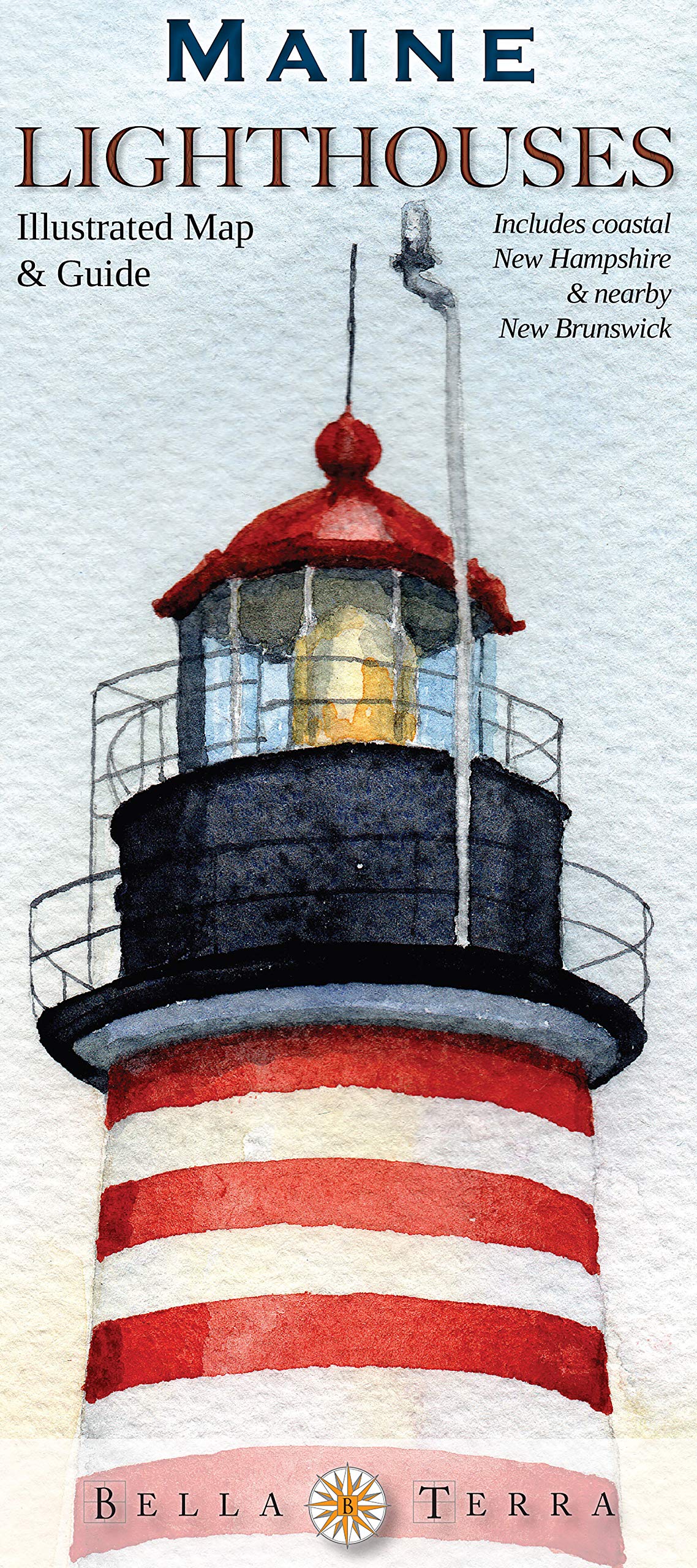 Maine Lighthouses Illustrated Map & Guide,Used