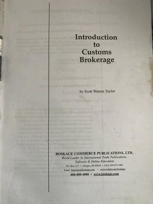 Introduction to Customs Brokerage,Used