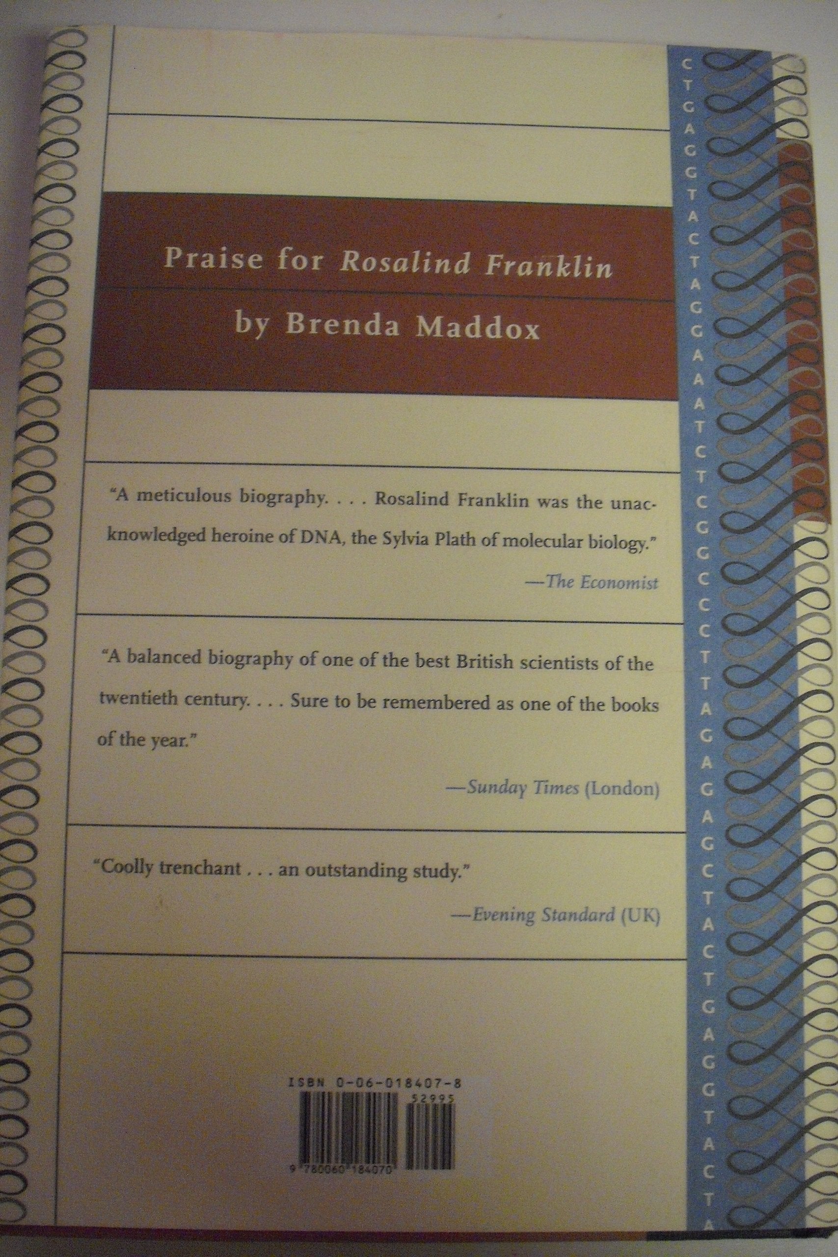 Rosalind Franklin: The Dark Lady Of Dna,Used