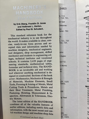 Machinery's Handbook, 21st Edition,Used