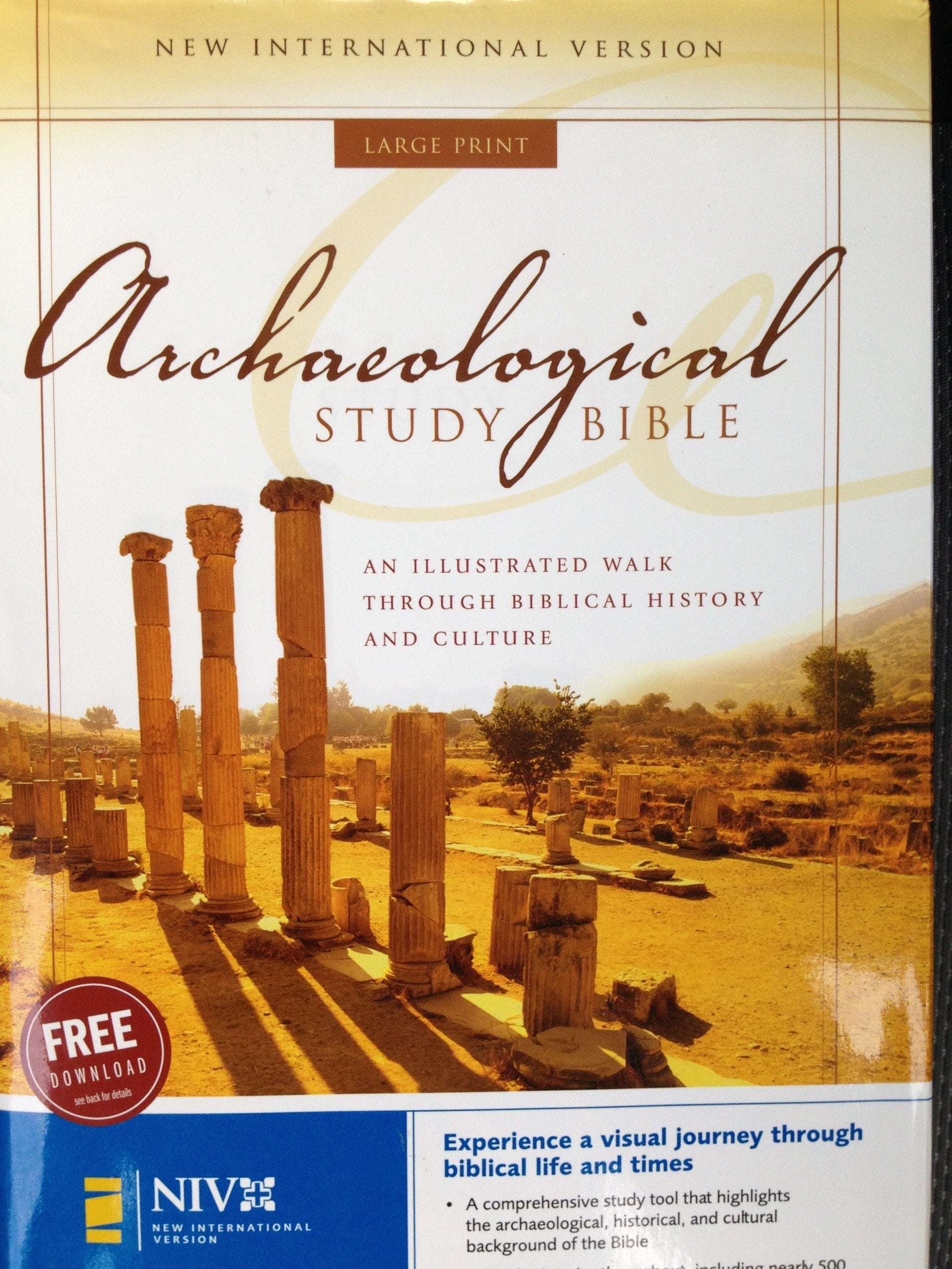 NIV Archaeological Study Bible, Large Print: An Illustrated Walk Through Biblical History and Culture,Used