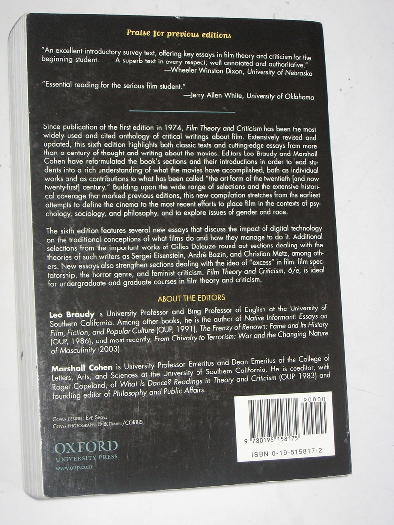Film Theory And Criticism: Introductory Readings,Used