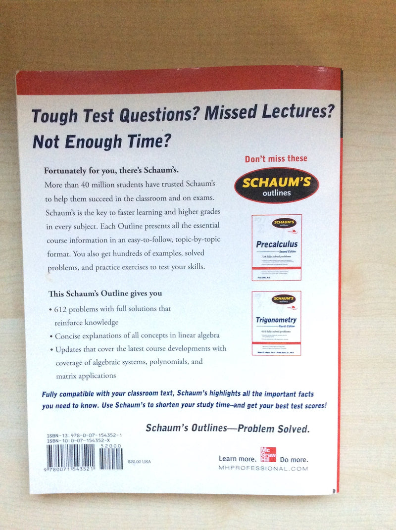 Schaum's Outline of Linear Algebra (Schaum's Outlines),New