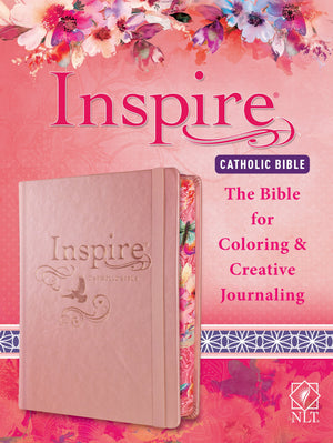 Tyndale NLT Inspire Catholic Bible (Hardcover, Rose Gold): Catholic Coloring BibleOver 450 Illustrations to Color and Creative ,Used