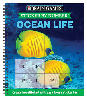 Brain Games  Sticker by Number: Ocean Life (Easy  Square Stickers): Create Beautiful Art With Easy to Use Sticker Fun!,Used