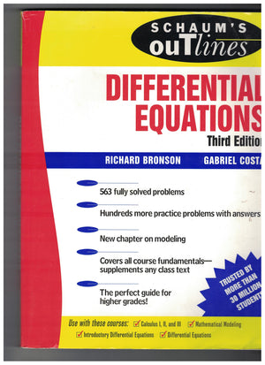 Schaum'S Outline Of Differential Equations, 3Rd Edition (Schaum'S Outline Series),Used