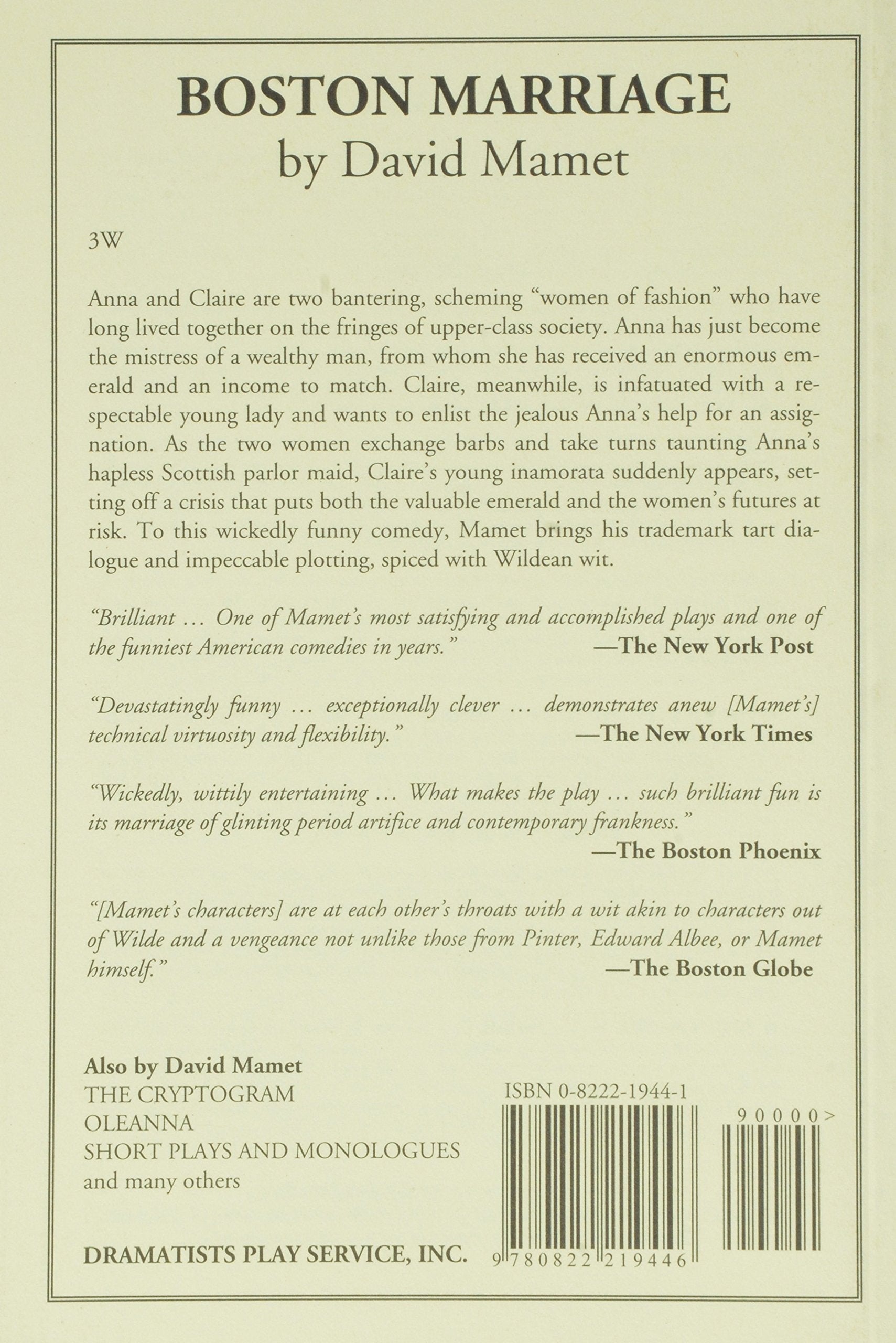 Boston Marriage  Acting Edition,Used