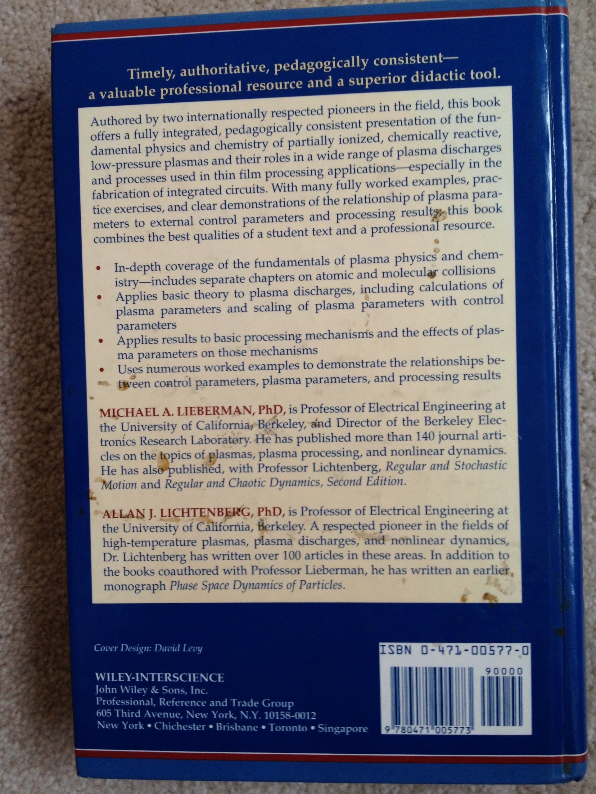 Principles of Plasma Discharges and Materials Processing,Used